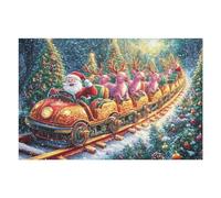 Papá Noel tren de Navidad invierno festivo vacaciones hogar ocio Puzzles 1000 Piezas Juguete Educativo 3D Interactivo Rompecabezas Familiar Para Toda La Familia Entretenimiento Creativo Decorativo 100