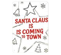 Papá Noel Viene A La Ciudad Placa Metálica Divertido Letreros De Estaño Vintage Letrero De Lata para Cocina Baño Restaurante 20X30Cm