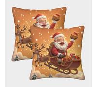 Papá Noel Volando Funda Almohada 3D Personalizada Delivery Style con Diseño, Transpirable Y Lavable, Cumpleaños, Navidad Y Madres 50x50cm