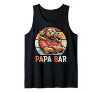 Papá Oso Papá Bear Día del Padre Hijo Hija 2 Niños Retro Camiseta sin Mangas