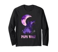 Papá Papa Wolf Luna Llena Padre Cita Gráfico Manga Larga