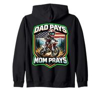 Papá Pays Mom Prays Kids Dirt Bike Rider Boy American MX USA Sudadera con Capucha