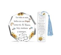 Papá Regalos Día del Padre Apreciar Regalo para Papi Cumpleaños Día de la Familia Hombres Navidad Placa de Agradecimiento Marcapáginas Acrílico 2 Piezas Año Nuevo Rosa Decoración del hogar para él