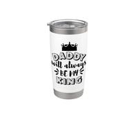 Papá siempre será mi familia King Crown Vaso térmico de acero inoxidable de doble pared