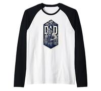 Papá Sombrero Vaquero Antiguo Rústico Padre Oeste Retrato Camiseta Manga Raglan