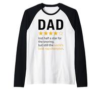 Papá Star Rating Funny Snoring Joke El mejor campeón de la siesta del mundo Camiseta Manga Raglan