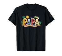 Papa Summer Beach Vibes Family Vacation Dad Ocean Waves Sun Camiseta