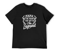 Papa The Man The Myth The Legend Dad Gifts Super Brave Hero Men's T-Shirt Unisex Black Cotton Print tee Shirts S