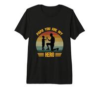 Papá, tú Eres mi héroe, Retro Sunset, Día del Padre para Papá e Hijo Camiseta Premium