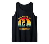 Papá, tú Eres mi héroe, Retro Sunset, Día del Padre para Papá e Hijo Camiseta sin Mangas