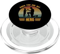 Papá, tú Eres mi héroe, Retro Sunset, Día del Padre para Papá e Hijo PopSockets PopGrip para MagSafe