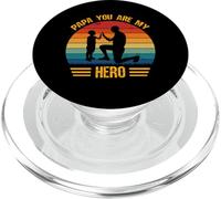 Papá, tú Eres mi héroe, Retro Sunset, Día del Padre para Papá e Hijo PopSockets PopGrip para MagSafe