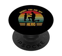 Papá, tú Eres mi héroe, Retro, Vintage, día del Padre y el Hijo PopSockets PopGrip Adhesivo