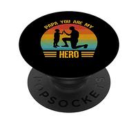 Papá, tú Eres mi héroe, Retro, Vintage, día del Padre y el Hijo PopSockets PopGrip Adhesivo