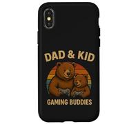 Papá y niños Retro Sunset Papa Bear Gamer Family Matching Carcasa para iPhone X/XS