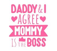 Papá y yo estamos de acuerdo en que mamá es la jefa. Decoración de vinilo para pared 54.6x60.1cm Decoración artística Rosa