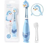 Papablic Cepillo de dientes eléctrico sónico para niños de 1 a 3 años, cepillo de dientes eléctrico para bebés con bonita cubierta de pingüino y temporizador LED inteligente, 2 cabezales de cepillo