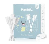 Papablic Limpiador de lengua para bebé, limpiador bucal desechable para recién nacidos, limpiador de encías mejorado con mango de papel o bebés de 0 a 2 años, paquete de 40