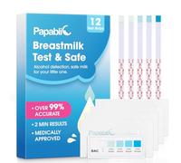 Papablic Tiras reactivas de alcohol para leche materna, resultados rápidos en 2 minutos, tiras de prueba de alcohol para madres lactantes en casa, fiestas, 12 unidades
