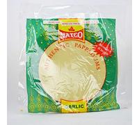 Papadoms indios sabor ajo 200 g, tortas crujientes de harina de lentejas para aperitivos, currys y canapés, apto vegetarianos