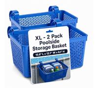 Papapacks Paquete de 2 cestas de almacenamiento XL junto a la piscina para piscinas sobre el suelo, 15.6 pulgadas de largo x 12.1 pulgadas de ancho x 6.1 pulgadas de alto, organizador de piscina