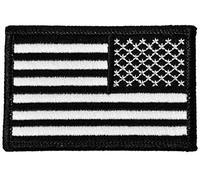 Papapatch Parche táctico de la bandera de Estados Unidos de América, bordado de gancho y bucle, color negro y blanco (PS-Hook-USA-REVS-BW)