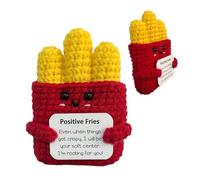 Papas fritas positivas divertidas patatas fritas positivas, de punto con tarjeta positiva, bonita decoración de habitación y peluche de apoyo emocional