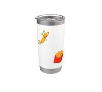 Papas fritas saltando en el cubo divertida caja de comida rápida Kawaii Vaso térmico de acero inoxidable de doble pared