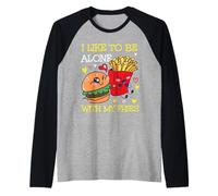 Papas fritas y hamburguesa para amigos y amantes Camiseta Manga Raglan