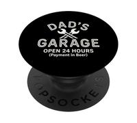 Papás Garaje Abierto 24 Horas Cerveza Humor Papá Broma PopSockets PopGrip Adhesivo