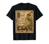 Papás Pedo En Tu Dirección General Medieval Divertido Manuscrito Camiseta gráfica económica, Hombre, Negro, XL
