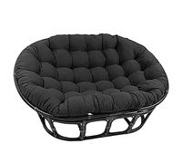 Papasan Cojines para Silla Columpio de ratán, Papasan de Gran Tamaño Doble, Cojín para Silla de Huevo Papasan Doble al Aire Libre Impermeable con Lazos,Negro,170cmX120cm