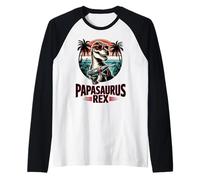 Papasaurus Rex Dad Grandpa Dino Machanic T-Rex Fathers Day Camiseta Manga Raglan