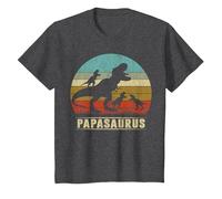 Papasaurus T Rex Papa Dinosaur 3 Tres Niños Día del Padre Camiseta, Niños, Jaspeado Oscuro, 12 años