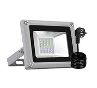 papasbox 20W Foco LED Exterior, 2000LM IP65 Resistente al agua, foco exterior, foco de aluminio, foco de luz Blanco frio 6000-6500K, enchufe UE, lámpara de pared ideal para jardín, garaje