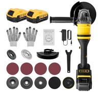 Papasbox Akku Winkelschleifer de 21 V | 1500 W 125 mm sin escobillas, 30000 U/min | 2x5.0Ah Akku, Schnellader | Für Trennen, Schleifen, Polieren