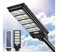 papasbox Farola Solar LED de 500W con Mando a Distancia | Luz de Seguridad de Alumbrado Público con Energía Solar 6500K con Sensor de Movimiento | Luz Solar para Caminos Luz de Calle para Exteriores