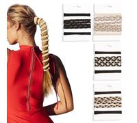 papasgix 4 lazos para el pelo para mujer, 30 pulgadas, trenzados, elásticos, para natación, ciclismo, montañismo, deportes (juego 02)
