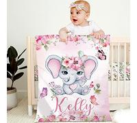 papasgix Manta Bebe Personalizada con Nombre 70x100cm,Mantas Bebé de Franela Suave y Acogedor para Carrito Bebe o Capazo,Regalo Infantiles Bebe Personalizado de Navidad/Cumpleaños(Elefante Rosa)