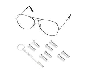 PapaViva Juego de 4 pares de tornillos de patillas de repuesto para gafas de sol Ray-Ban RB3427/RB3269/RB3543/RB3713D/RB3546/RB3663/RB8307/RB3492/RB3597 - Plata (Phillips planos)