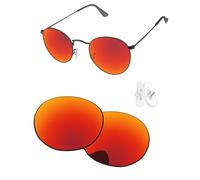 PapaViva Lentes de repuesto y piezas de nariz compatibles con Ray-Ban RB3447JM de 50 mm, color rojo fuego, no polarizados