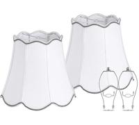 PAPAYA 2 pantallas de lámpara color blanco crema, 20 cm superior x 33 cm inferior x 28 cm de alto (soporte de araña, soporte de arpa incluido), pantalla de lámpara imperio de tapa dura, diseño floral