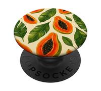 Papaya Fruta Tropical Acuarela Verano Patrón Exótico PopSockets PopGrip Adhesivo