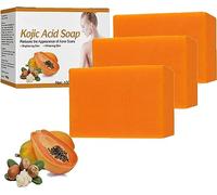 Papaya Kojic Acid Soap, Papaya Kojic Soap, Whitening Kojic Acid Soap Facial Bleaching Dark Spot Acne Scars Skin Brighter Lightening (3pcs)