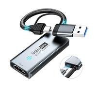 Papeaso Tarjeta de captura de video USB 3.0, tarjeta de captura HDMI a USB-A/C con PD, 1440P 30 fps y captura de video 1080P 60 fps, para transmisión, enseñanza, juegos, videoconferencia o transmisión