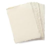 Papel A6 de técnica mixta color crema hecho a mano con borde Crudo, 50 Hojas - 10,5 x 15 cm - 150 GSM - Papel texturizado prensado en frío de algodón reciclado de colores para manualidades y bocetos