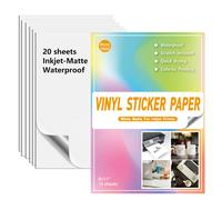 Papel adhesivo de vinilo imprimible a prueba de agua para impresora de inyecci n de tinta - 20 hojas de papel de calcoman a blanco mate Cricut A4