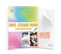 Papel adhesivo de vinilo mate imprimible impermeable para impresora de inyección de tinta, 30 hojas de calcomanías mate blancas A4, mantiene la tinta maravillosamente y se seca rápidamente