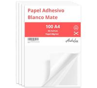 Papel Adhesivo para imprimir Blanco Mate 80gr | 100 hojas A4 | Etiquetas adhesivas A4 tamaño 21x29,7cm | Papel adhesivo impresora inkjet y laserjet | Crea tus propias etiquetas adhesivas