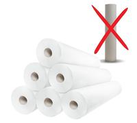 Papel Camilla Celulosa PASTA PURA con dos Hojas EXTRA BLANCO Precorte 80 cm 5 Rollos + 1 GRATIS de 56 cm x 50 mtrs SIN particulas oscuras recicladas